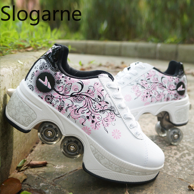 Women'S Shoes To Men'S Size - Mulher 4 rodas deformação patins sapatos