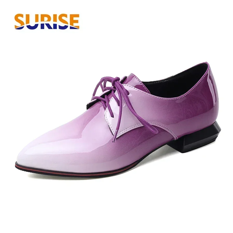 Oxford Lace Up Women - Mulheres britânicas oxfords gradiente vermelho roxo