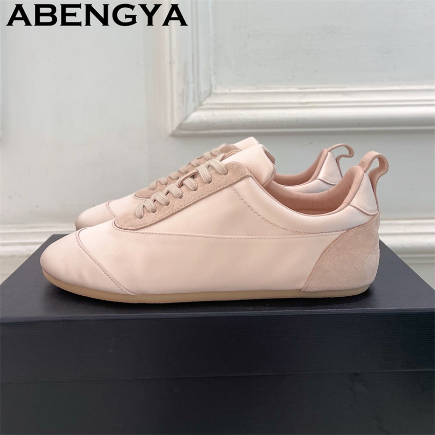 Oxford Lace Up Women - Tênis Casuais Femininos de Cetim Rosa