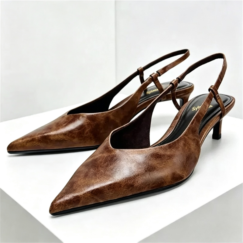 Women Shoes Brown Colour - Retro marrom gatinho salto designer bombas