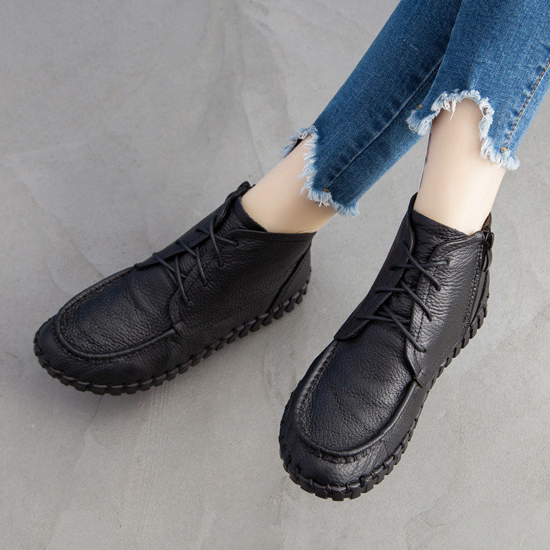 Bota de couro verdadeira para  - Oxford Lace Up Women avaliação e preço