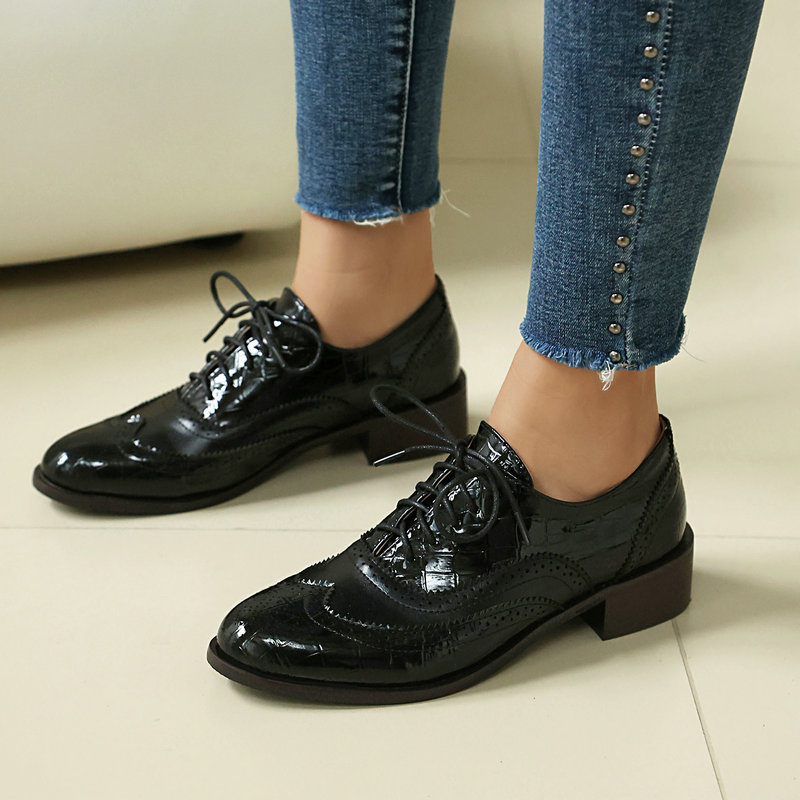 Sapatos Oxford Brogue Feminino - Oxford Lace Up Women avaliação e preço