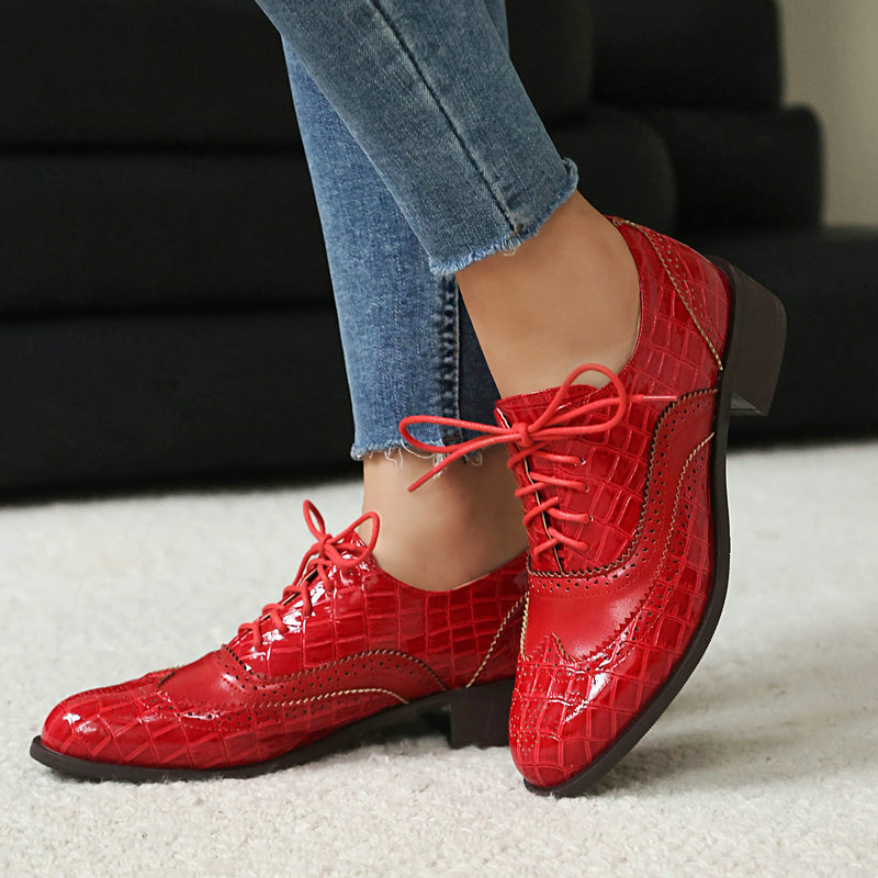 Sapatos Oxford Brogue Feminino - Oxford Lace Up Women avaliação e preço