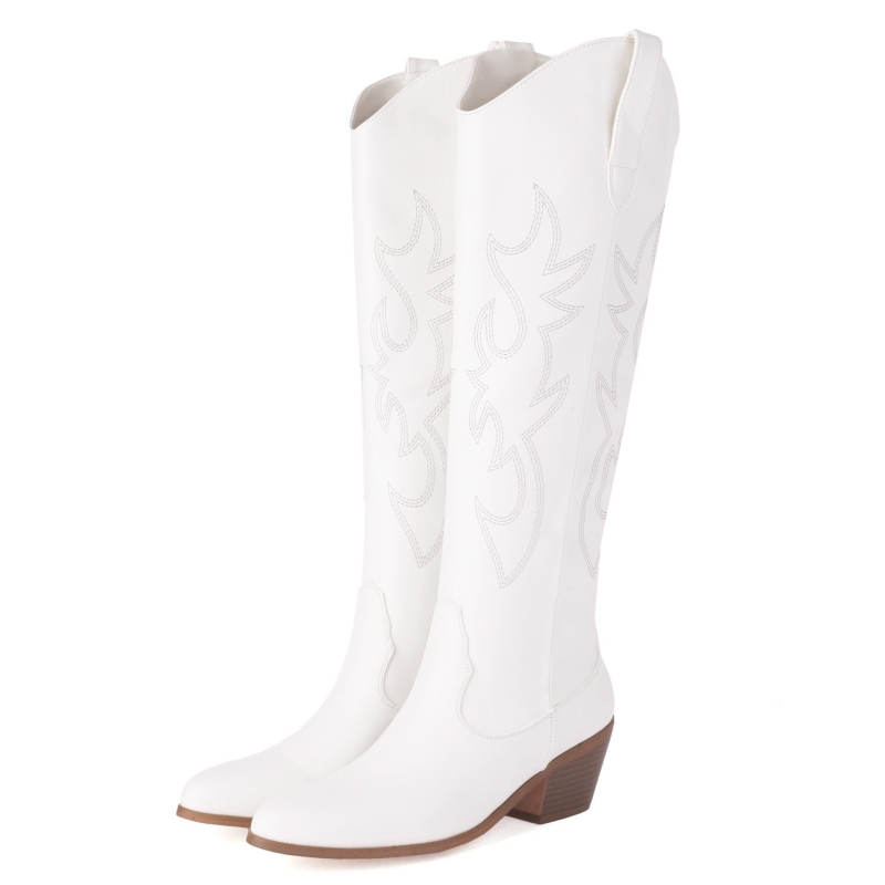 Branco feminino joelho botas a - Women Shoes Size 7 avaliação e preço