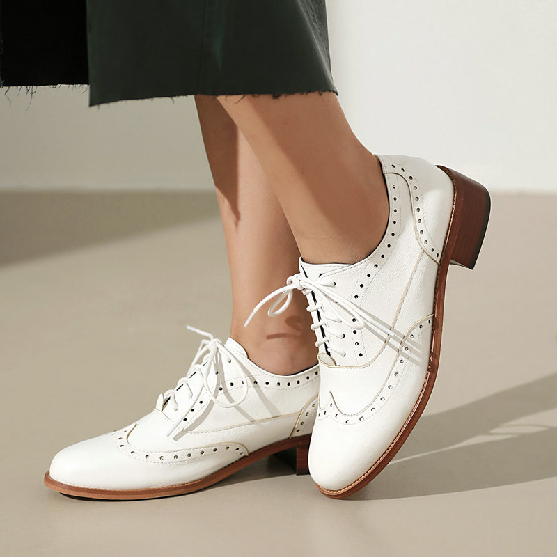 Sapatos Oxford Brogue Feminino - Oxford Lace Up Women avaliação e preço