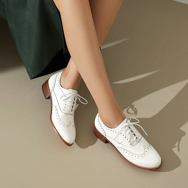 Sapatos Oxford Brogue Feminino - Oxford Lace Up Women avaliação e preço