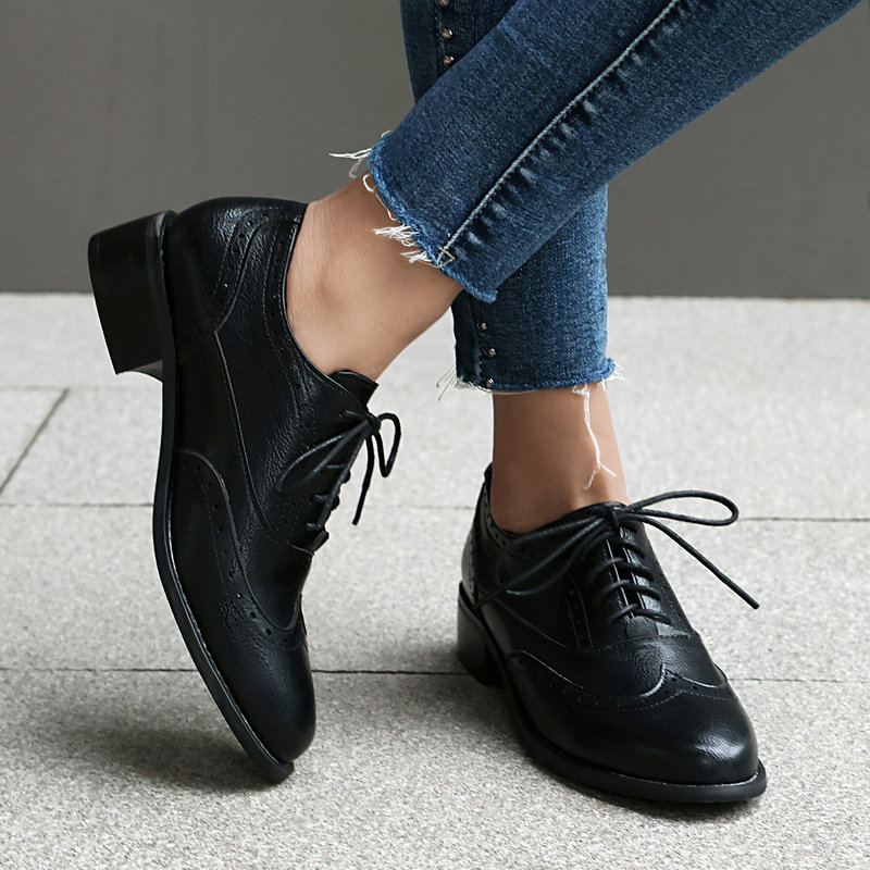 Sapatos Oxford Brogue Feminino - Oxford Lace Up Women avaliação e preço