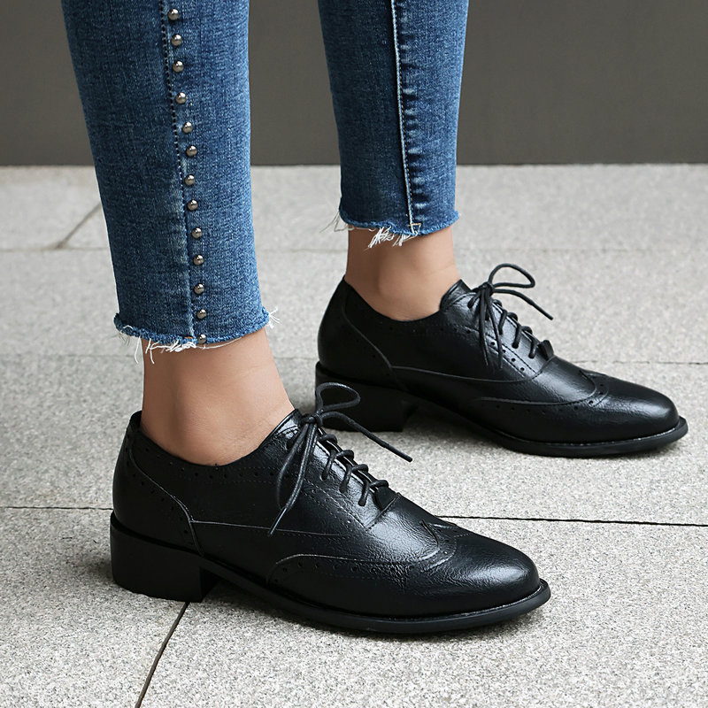 Sapatos Oxford Brogue Feminino - Oxford Lace Up Women avaliação e preço