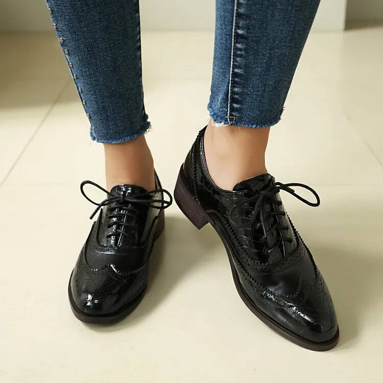 Sapatos femininos de salto bai - Oxford Lace Up Women avaliação e preço
