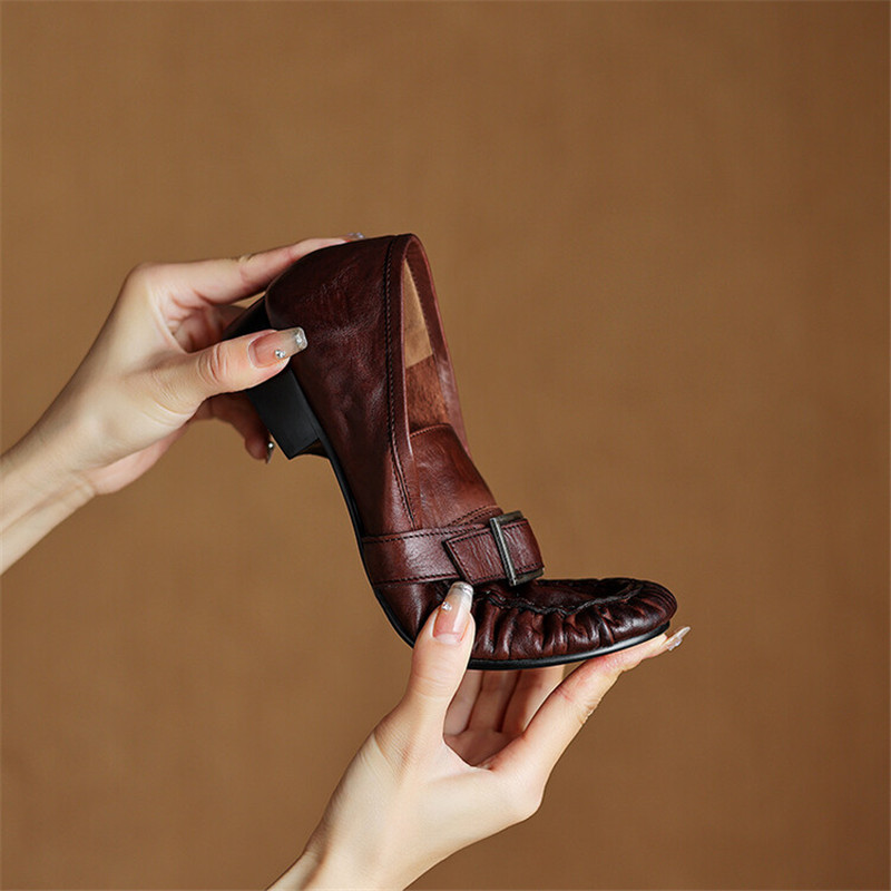 Mocassins de couro genuíno par - Women Shoes With Heels avaliação e preço